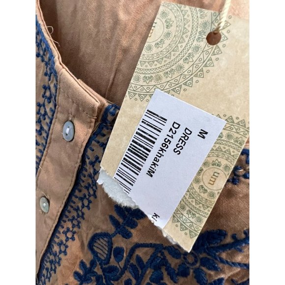 NWT Urban Mangoz‎ Dress Medium Bohemian Boho Hippie Beige Embroidered Sheer - Picture 8 of 9